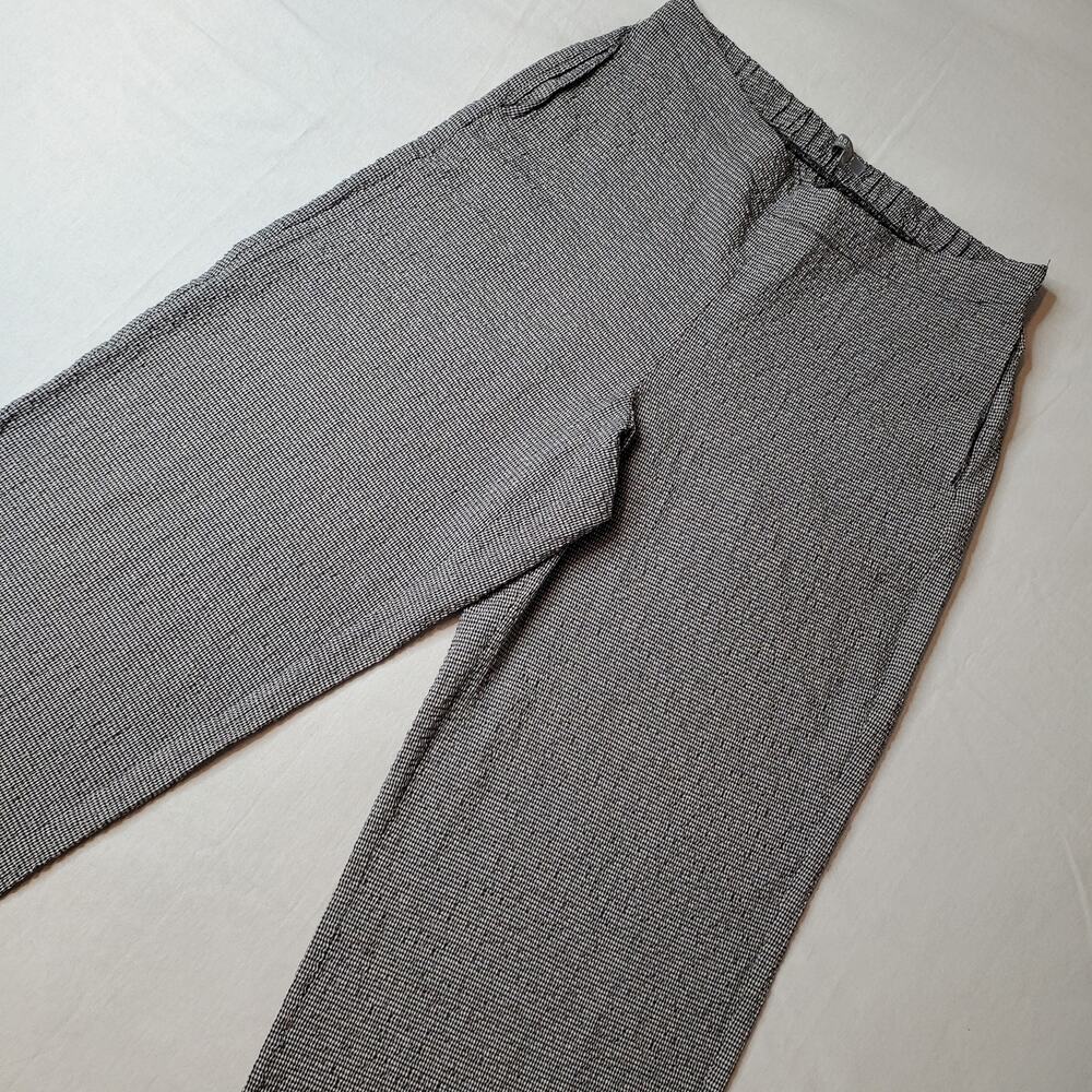 Habitat Women's Size S Crinkled Wide Leg Pull On Pant Black/White Check 24268